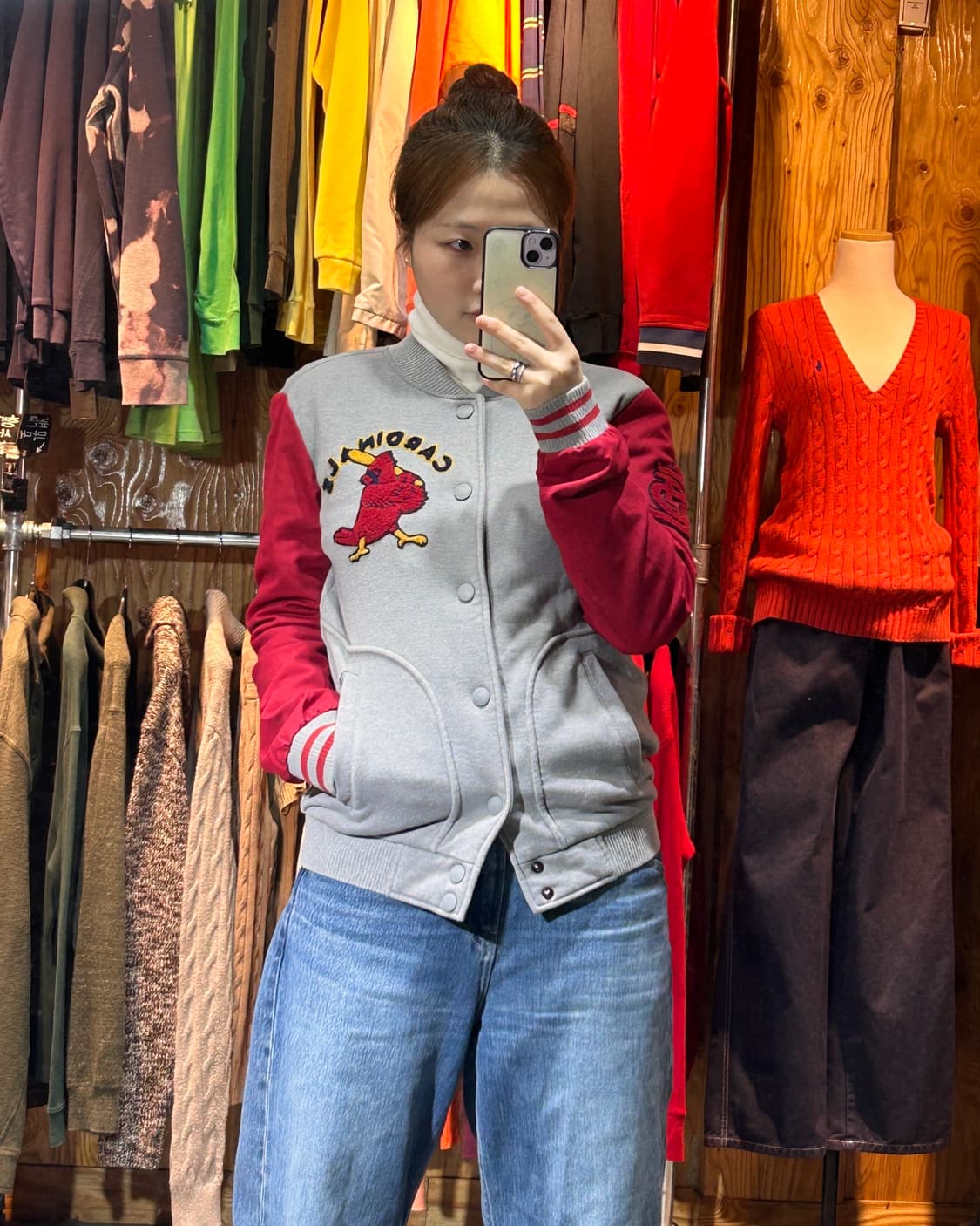 M MLB 세인트루이스 카디널스 레드 배색 바시티 자켓 상품이미지1