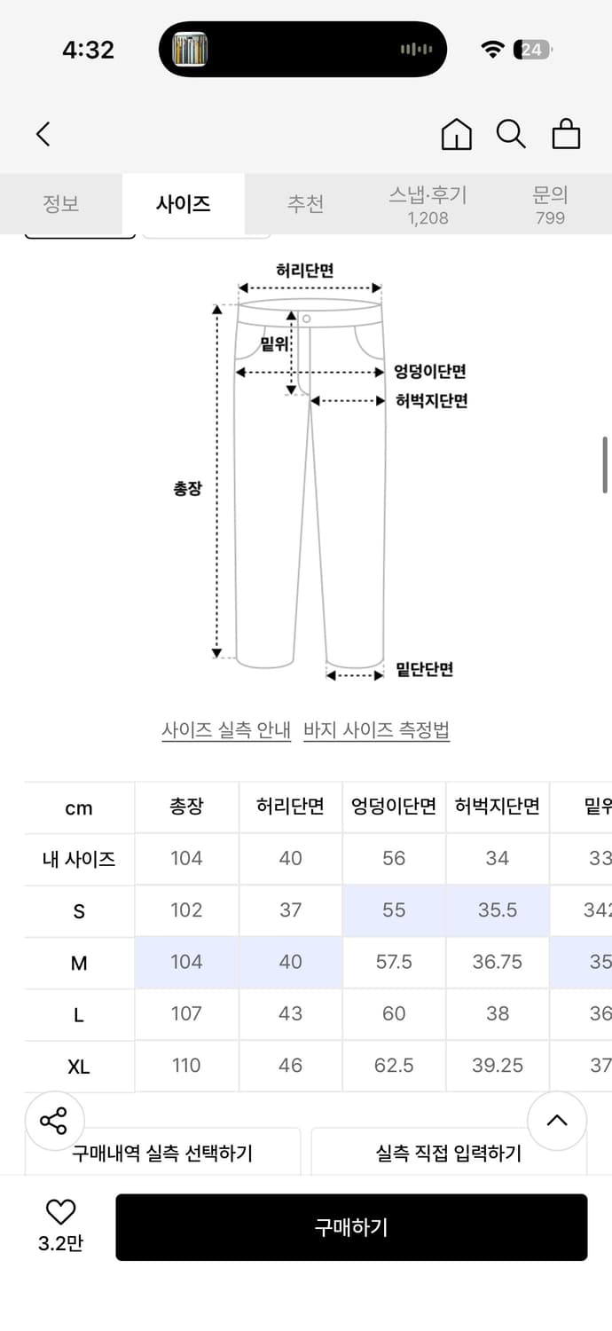 위캔더스 드워프 데님 펜츠 L 상품이미지2