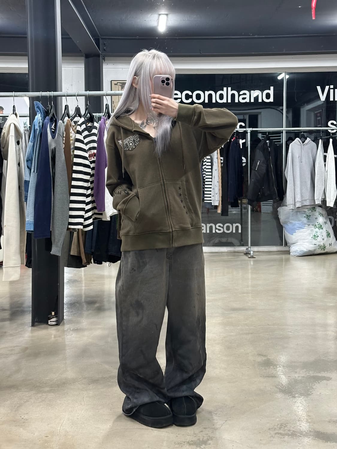 벤슨 자수 후드 집업 상품이미지3