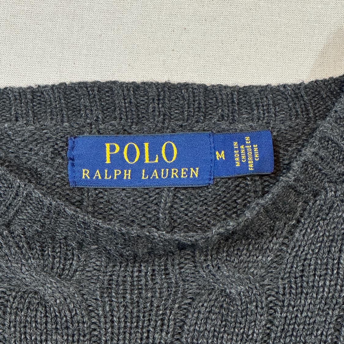 M) 폴로 랄프로렌 코튼 케이블 꽈배기 라운드넥 니트 차콜 상품이미지7