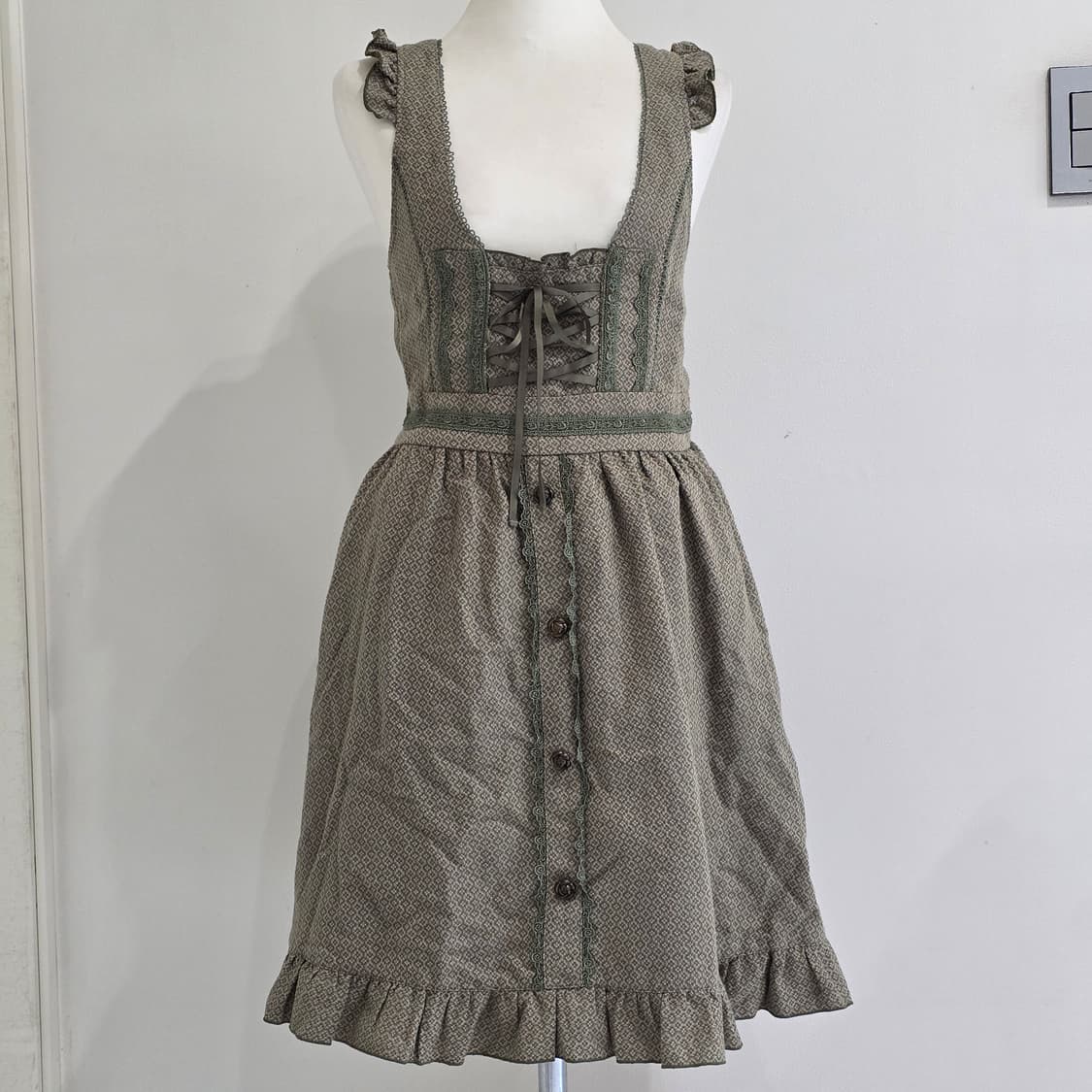 80s90s 앤틱 유럽풍 그린모리걸 원피스 상품이미지3