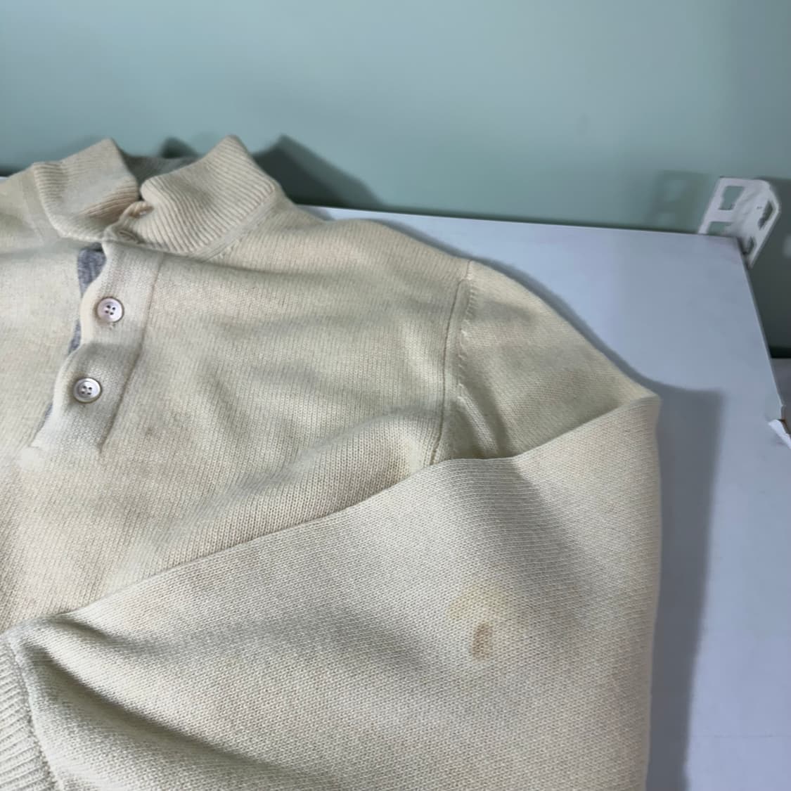 L 발렌티노 아이보리 라나버진 울 헨리넥니트 상품이미지4