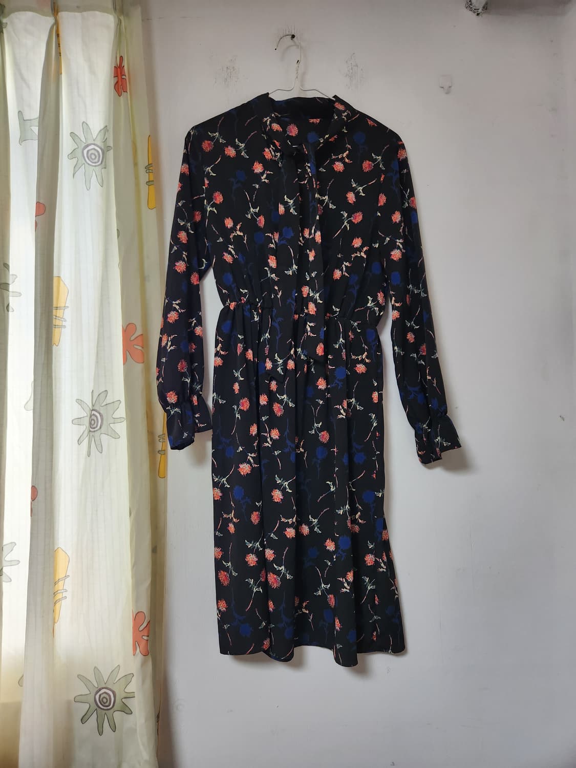 블랙 플라워 롱원피스 끈 리본 Free 상품이미지1