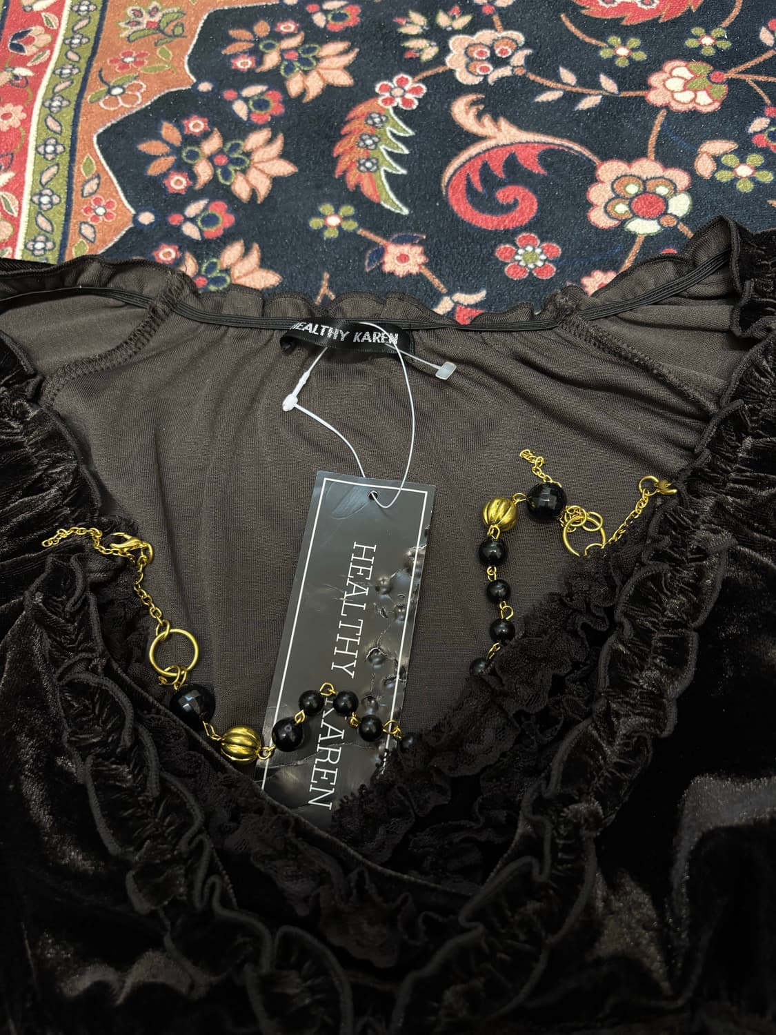 deep brown velvet henley top 상품이미지3