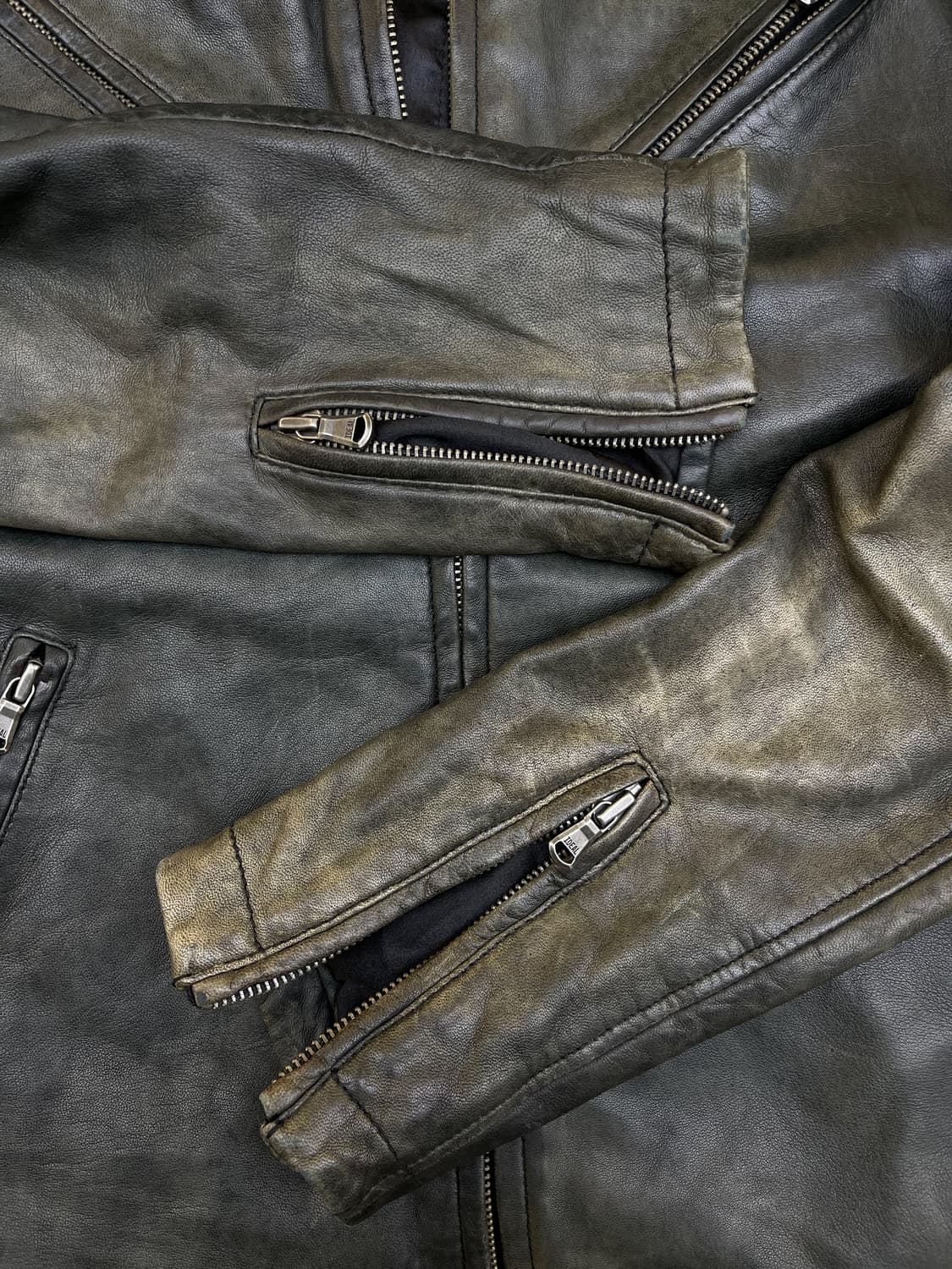 Duffers 페이디드 바이커 레더 집 자켓 상품이미지8