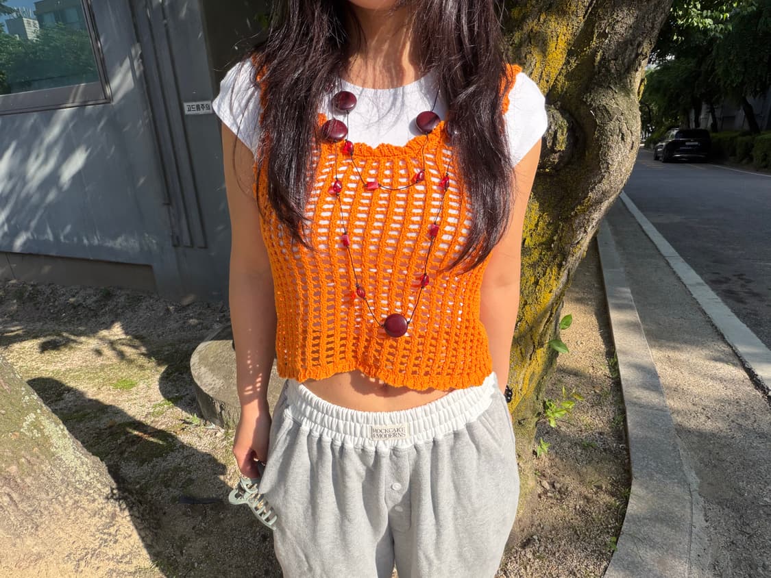 vintage orange kint sleeveless  상품이미지1