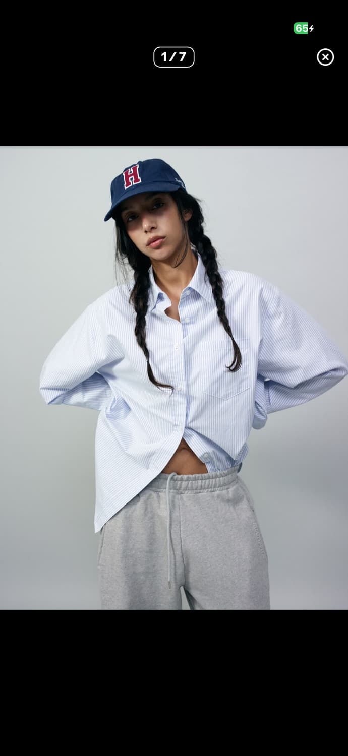 리본빛 옥스퍼드 스트라이프 셔츠 블루 새상품 상품이미지1