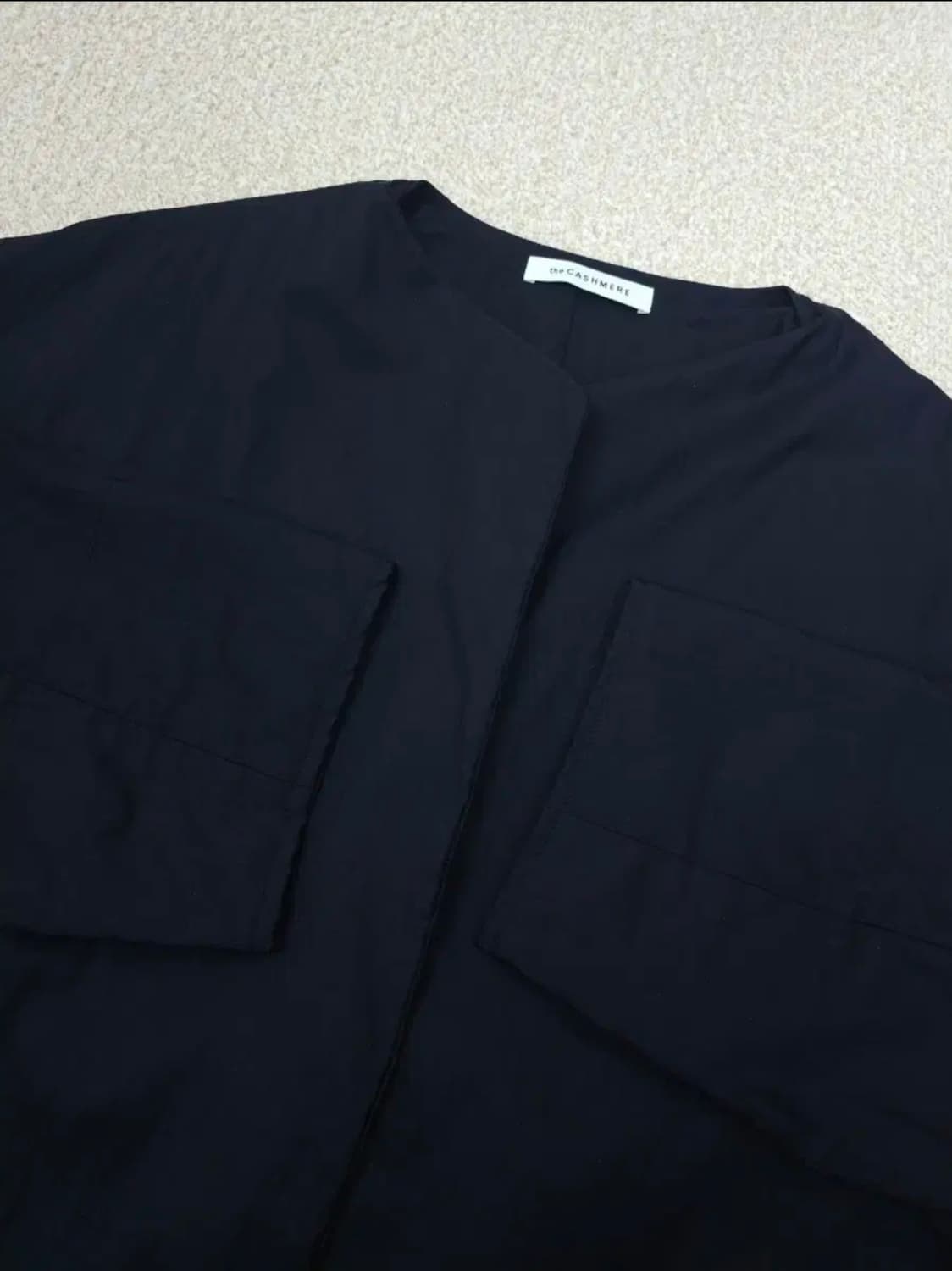 (55)한섬 더캐시미어 트렌치 코트 노카라 긴팔 네이비 상품이미지5