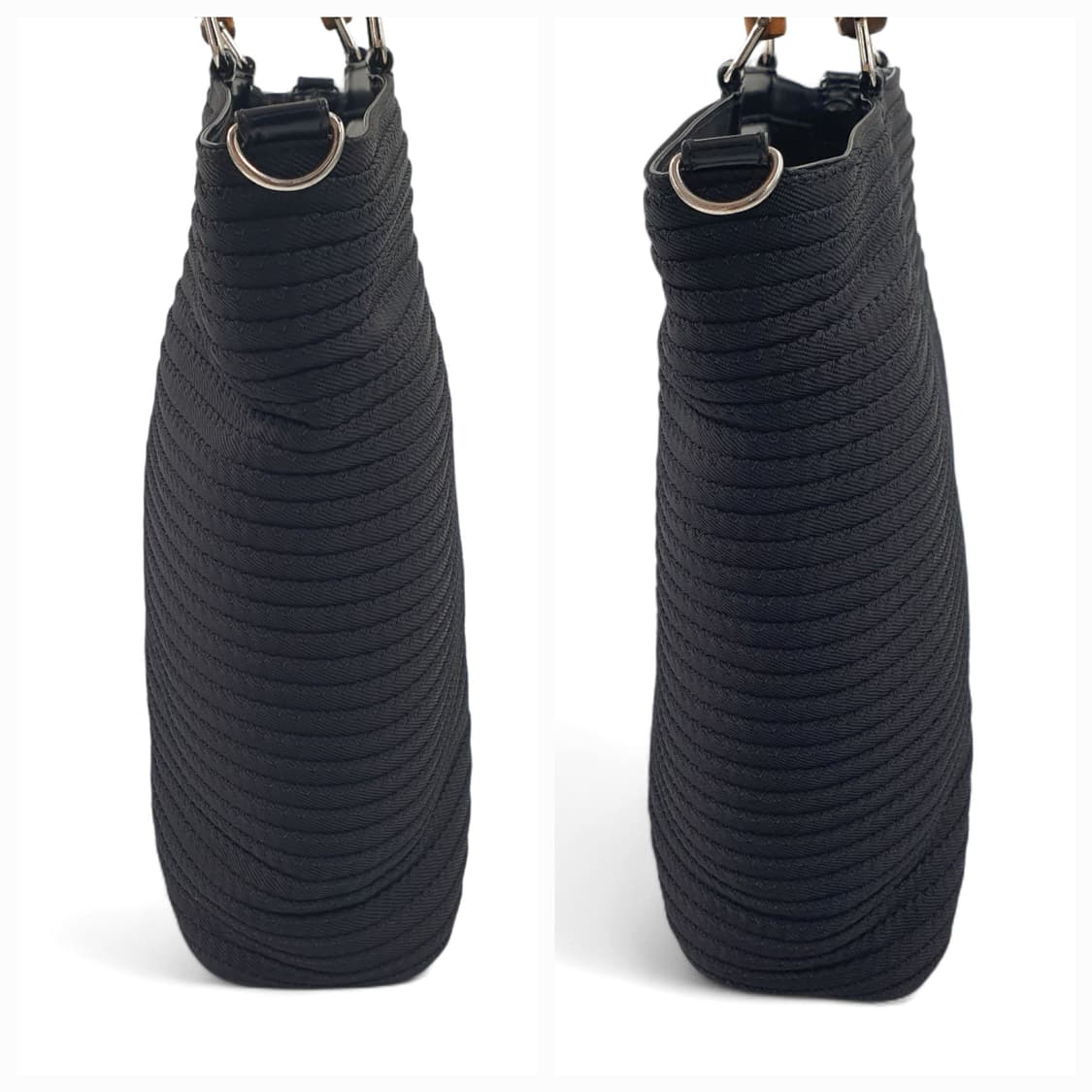 구찌 뱀부 블랙 퀄팅 캔버스 투웨이 토트백 숄더백 상품이미지3