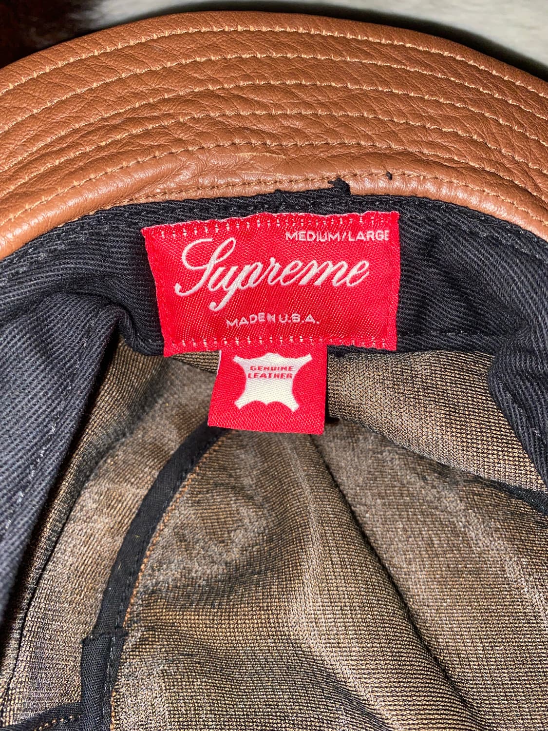 (M/L)슈프림 가죽 버킷햇 상품이미지4