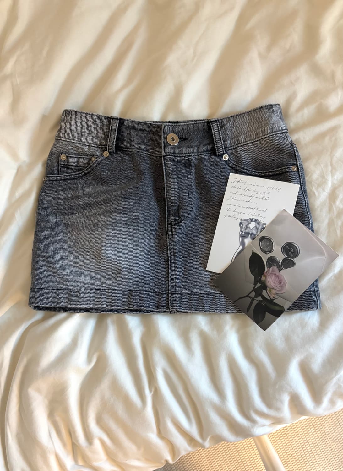 ⛓️ y2k 제드비드 로우웨스트 스커트 데님 그레이 상품이미지2