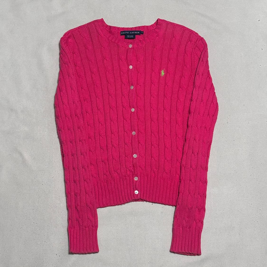 S 폴로랄프로렌 여성용 핑크 케이블 가디건 상품이미지2