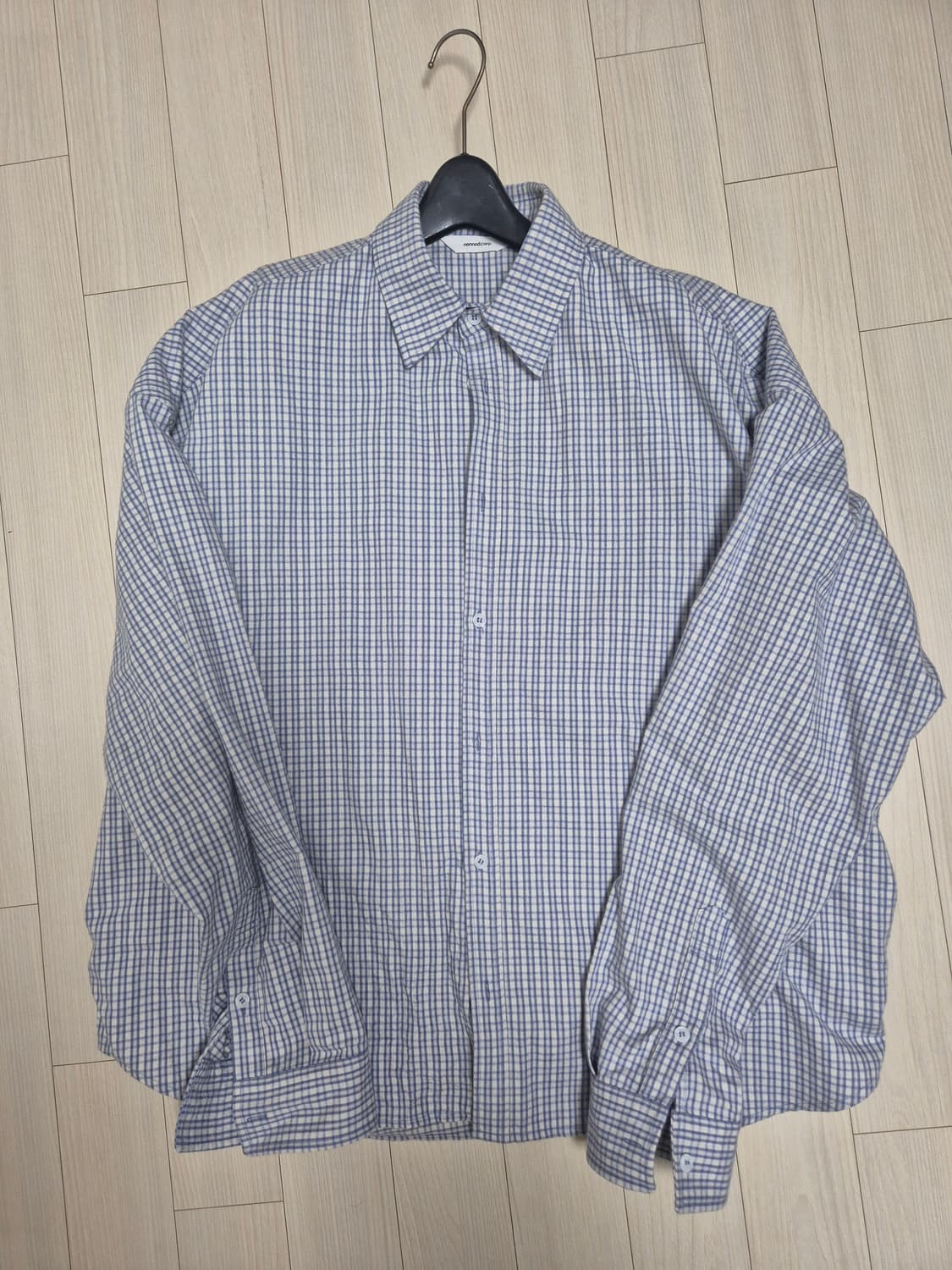 [1] 논노드 플렉서블 스트링 체크셔츠 재패니즈 스카이블루 상품이미지2