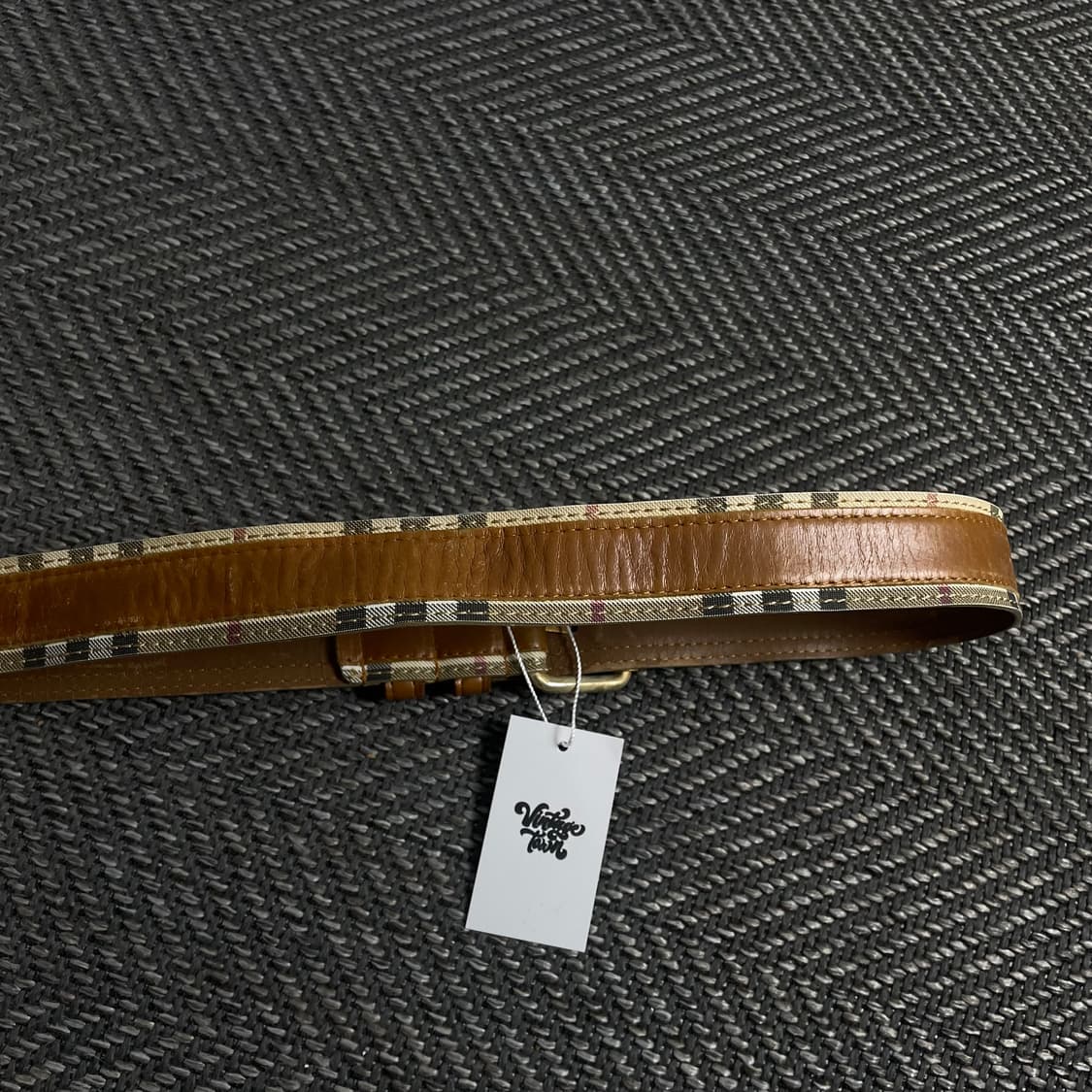 빈티지 웨스턴 체크 브라운 레더 벨트o 4258 상품이미지4