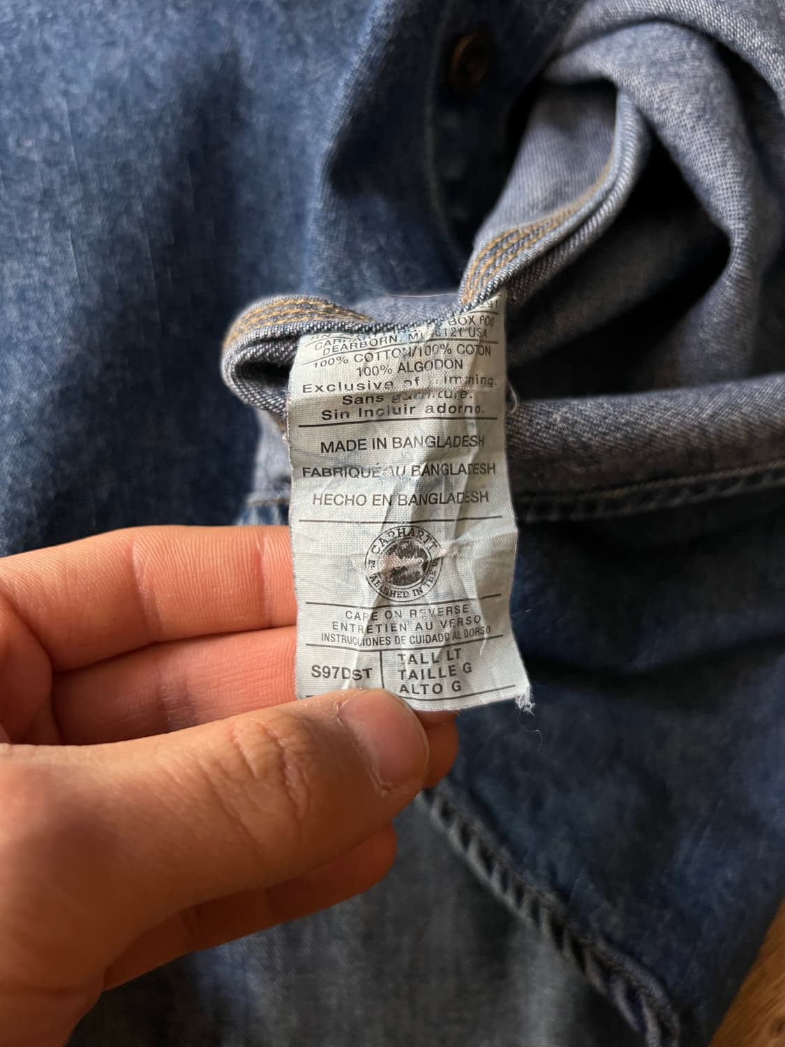 [L]칼하트 USA 빈티지 워싱 2포켓 데님 워크 셔츠 상품이미지7