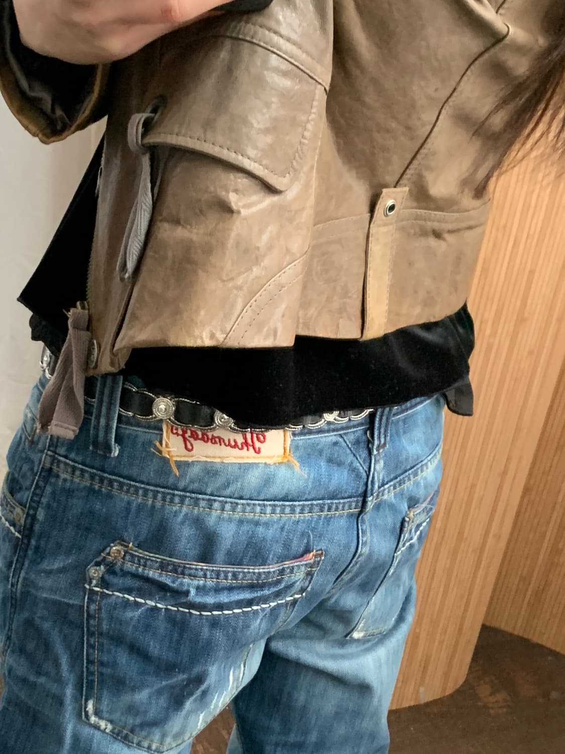 (빈티지) 브라운 램스킨 레더 자켓 상품이미지6