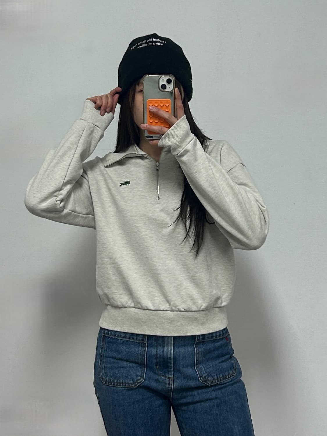 라코스테 하프집업 하이넥 스웻셔츠 맨투맨 그레이 상품이미지1