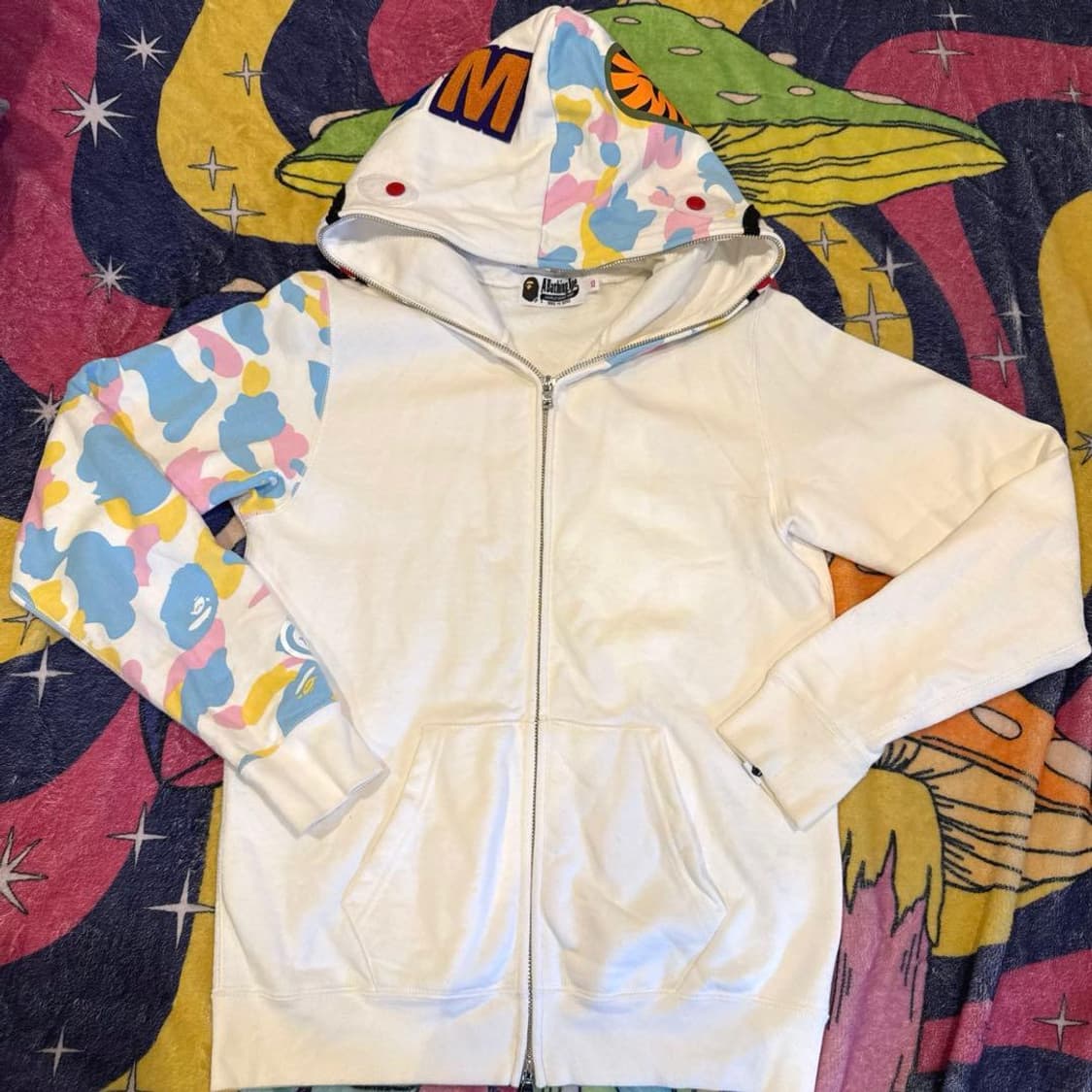 베이프 코튼 캔디 카모 샤크 풀 집 후드 상품이미지1