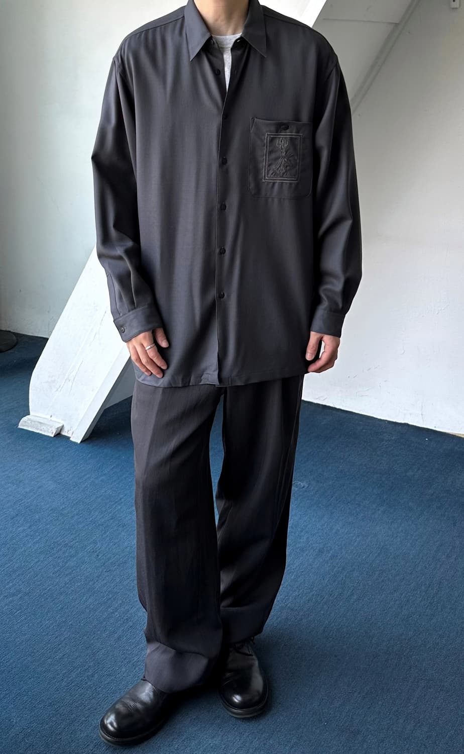 JPN made wool fabric design stitch shirt 상품이미지8