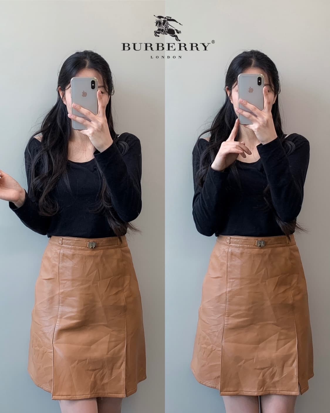 버버리 블루라벨 레더 스커트  상품이미지1