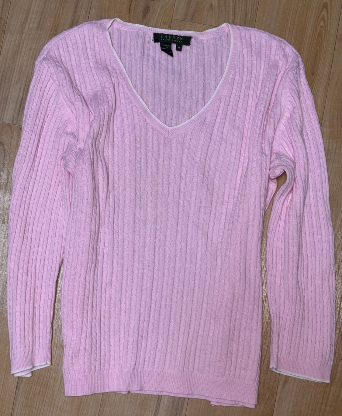 랄프로렌 브이넥 니트 흰핑 꽈배기 빈티지 상품이미지1