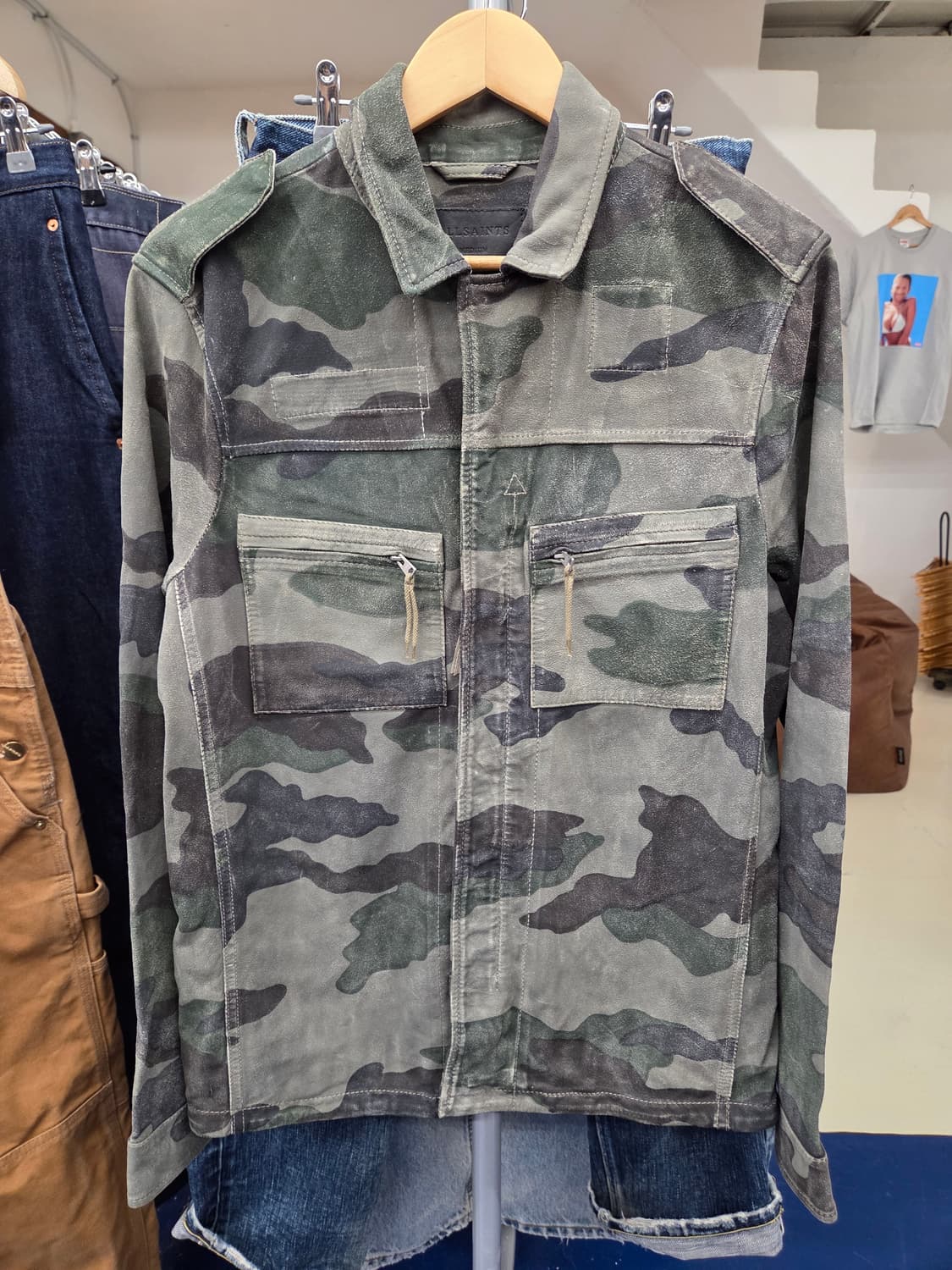 All saints 올세인츠 염소가죽 카모 레더자켓 상품이미지5