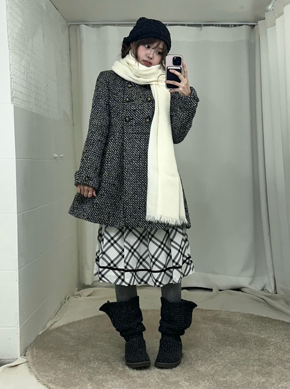 무채색 너드 니혼진 체크 모리걸 코디세트 상품이미지1