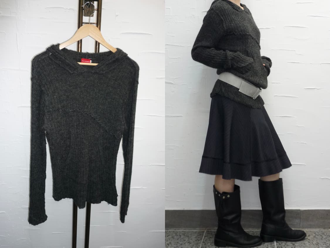 lined charcoal hoodie 상품이미지1