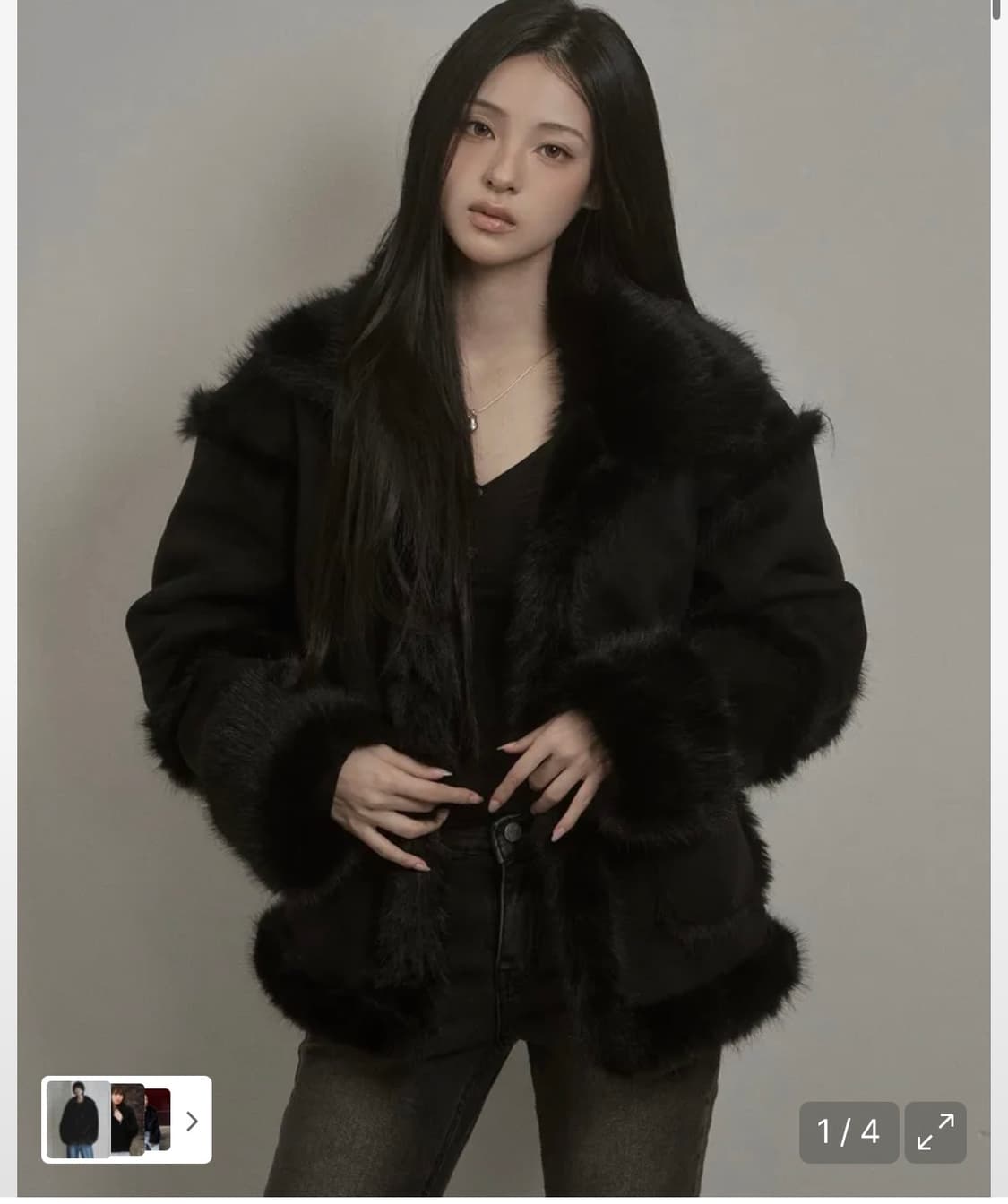 카키포인트 퍼 쉬어링 무스탕 상품이미지1