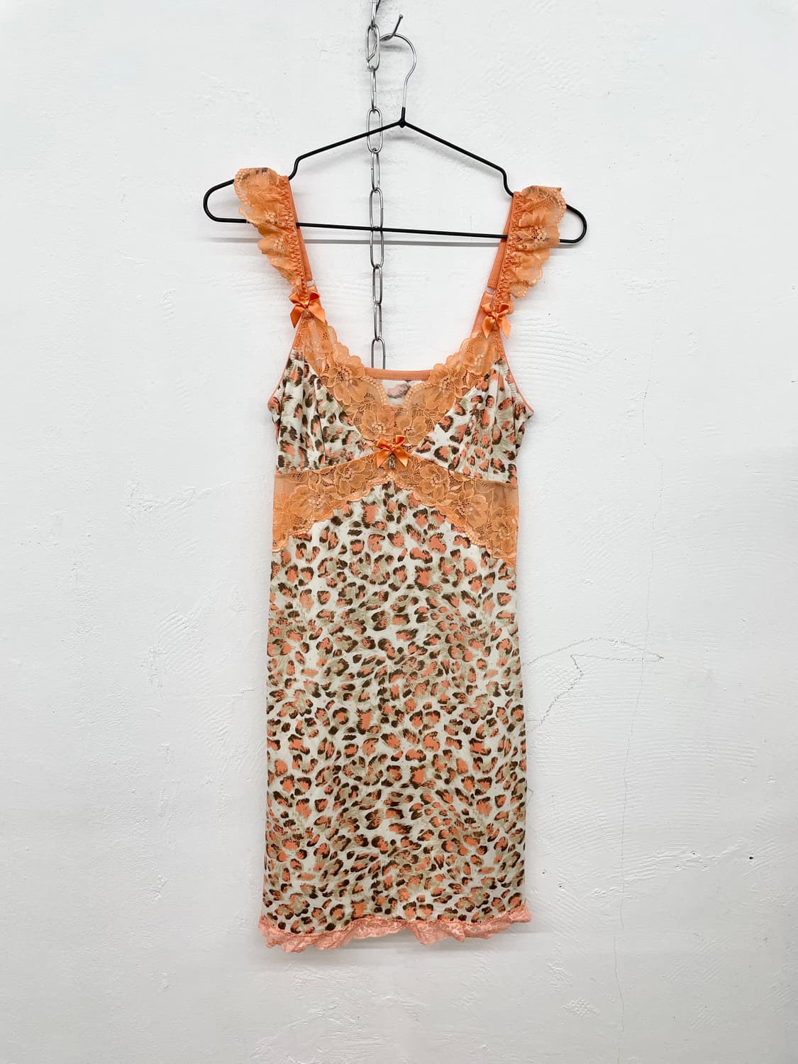 갸루 호피 레이스 리본 슬립 상품이미지4