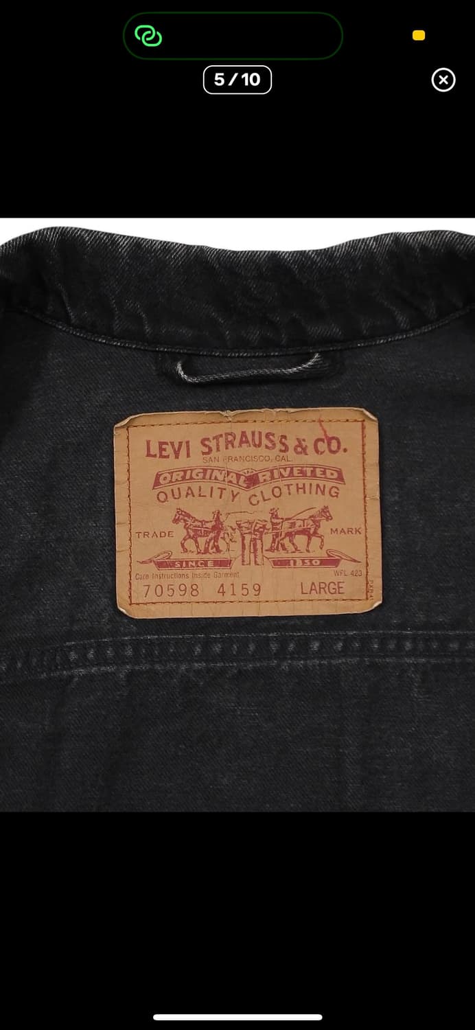 1992 USA 리바이스 70598-4159 블랙 데님 자켓 빈티지 상품이미지5