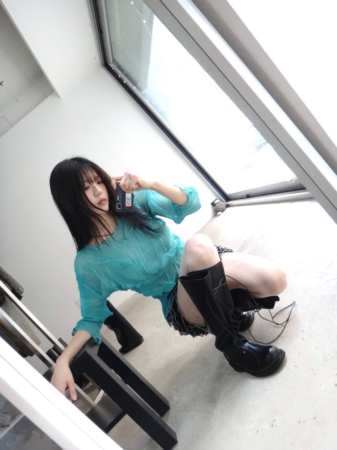 PLEATSME textured top / mint 상품이미지1