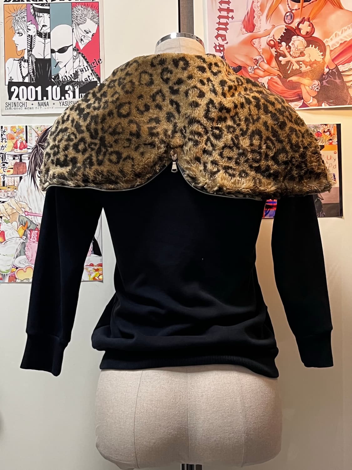 y2k 갸루 고양이 귀 호피 퍼 후드 집업 상품이미지5