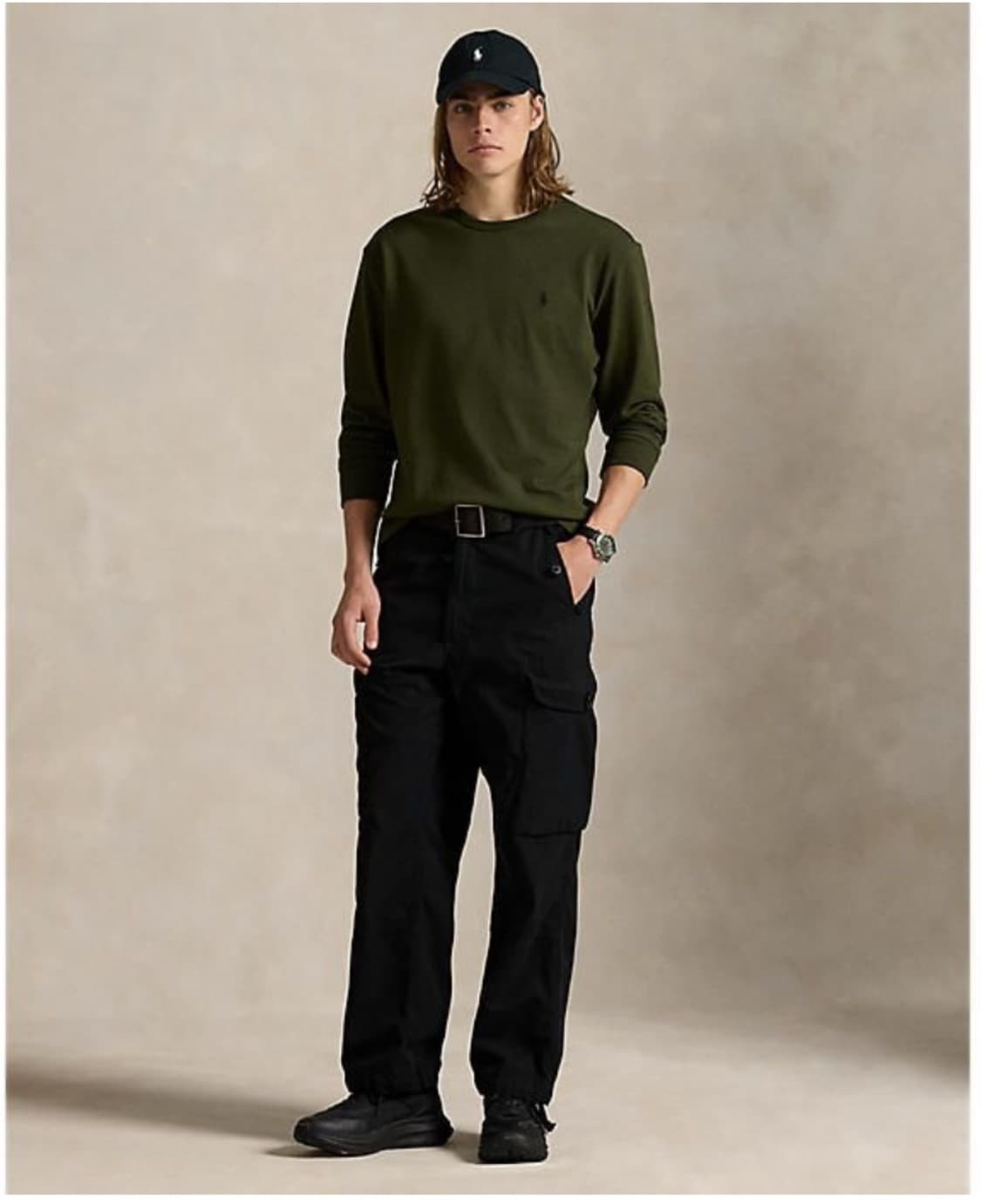 [M] 폴로 랄프로렌 클래식핏 저지 롱 슬리브 티셔츠 컴퍼니 올리브 상품이미지2