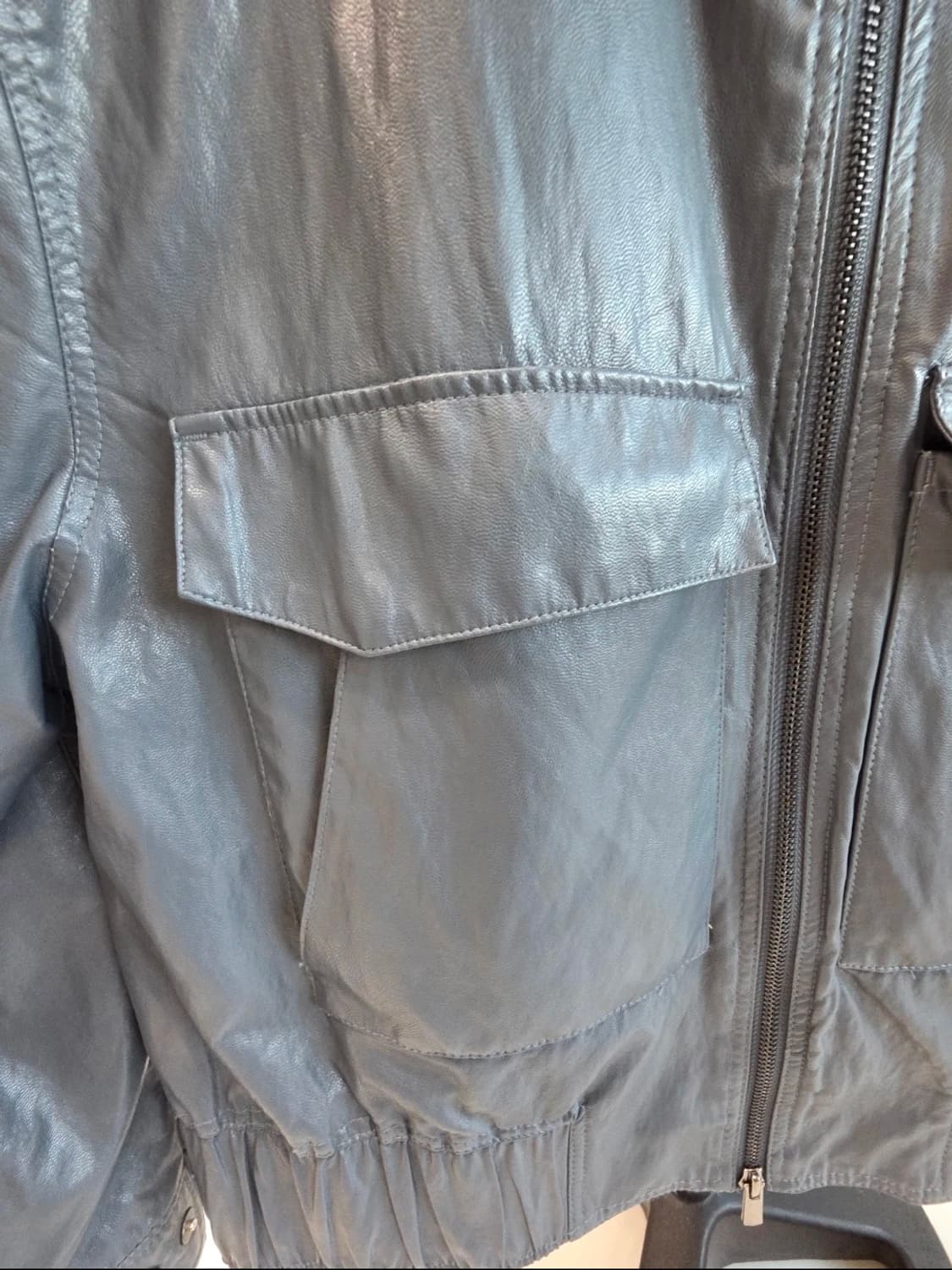 지베르니 페이크 레더 자켓 (버건디/그레이)일괄 상품이미지7