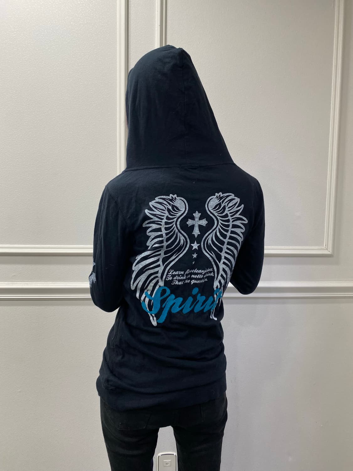 [ROA] Wings&Cross Print Hoodie Sleeve 상품이미지1