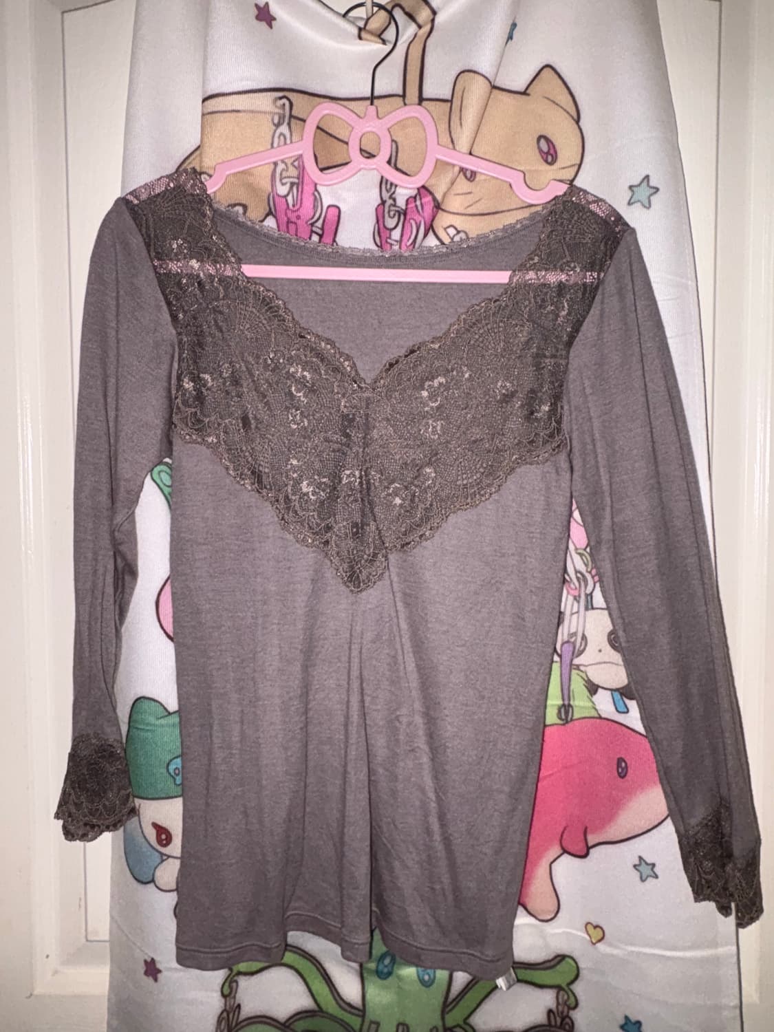 빈티지 갸루 그런지 페어리 시스루 긴팔 티셔츠  상품이미지1