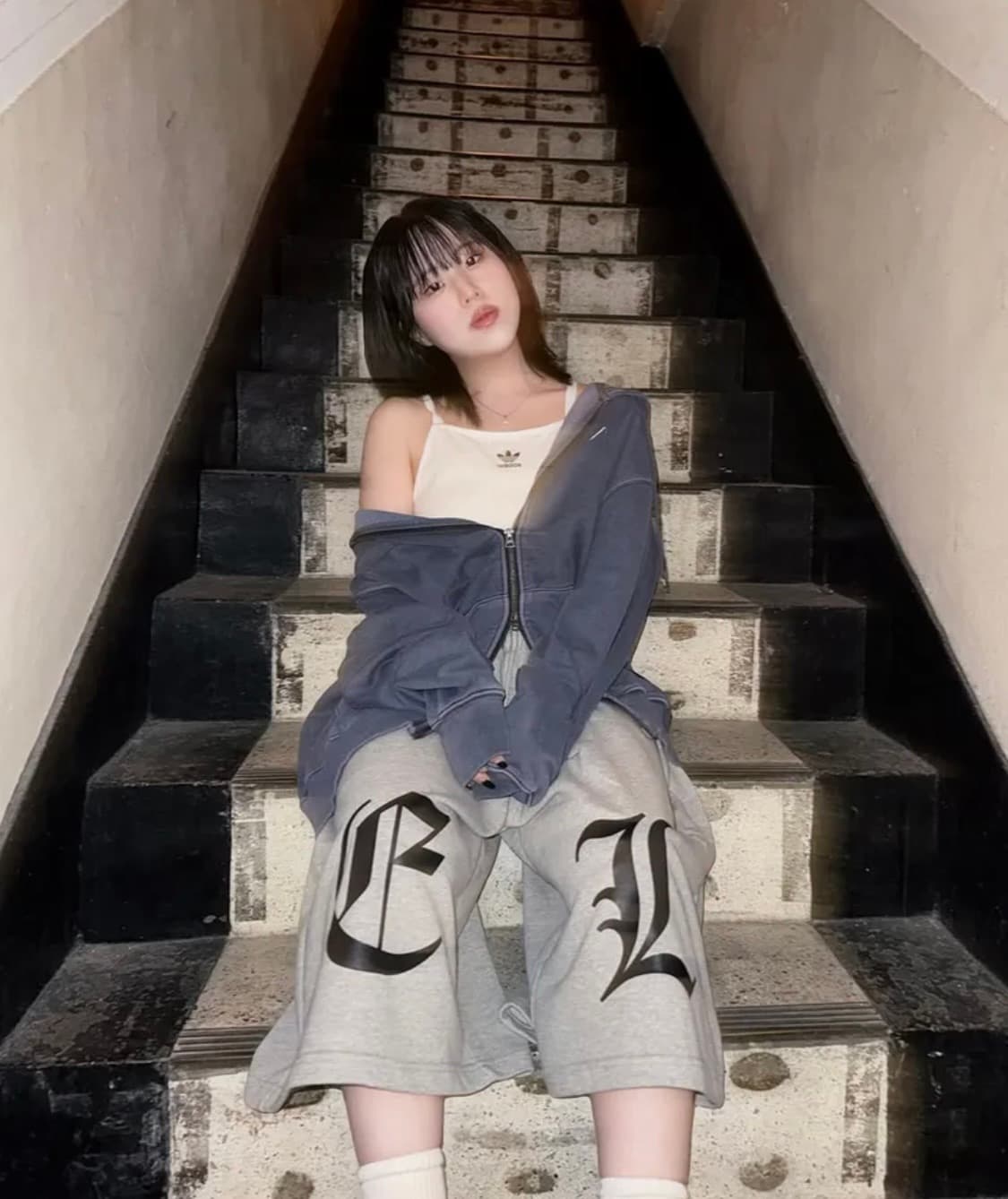 지프 [330g] 피그먼트 2way Peak-Logo 후드집업 상품이미지2