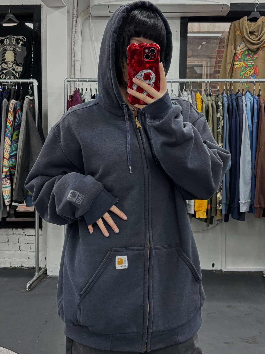 칼하트 써멀 네이비 후드집업 상품이미지3