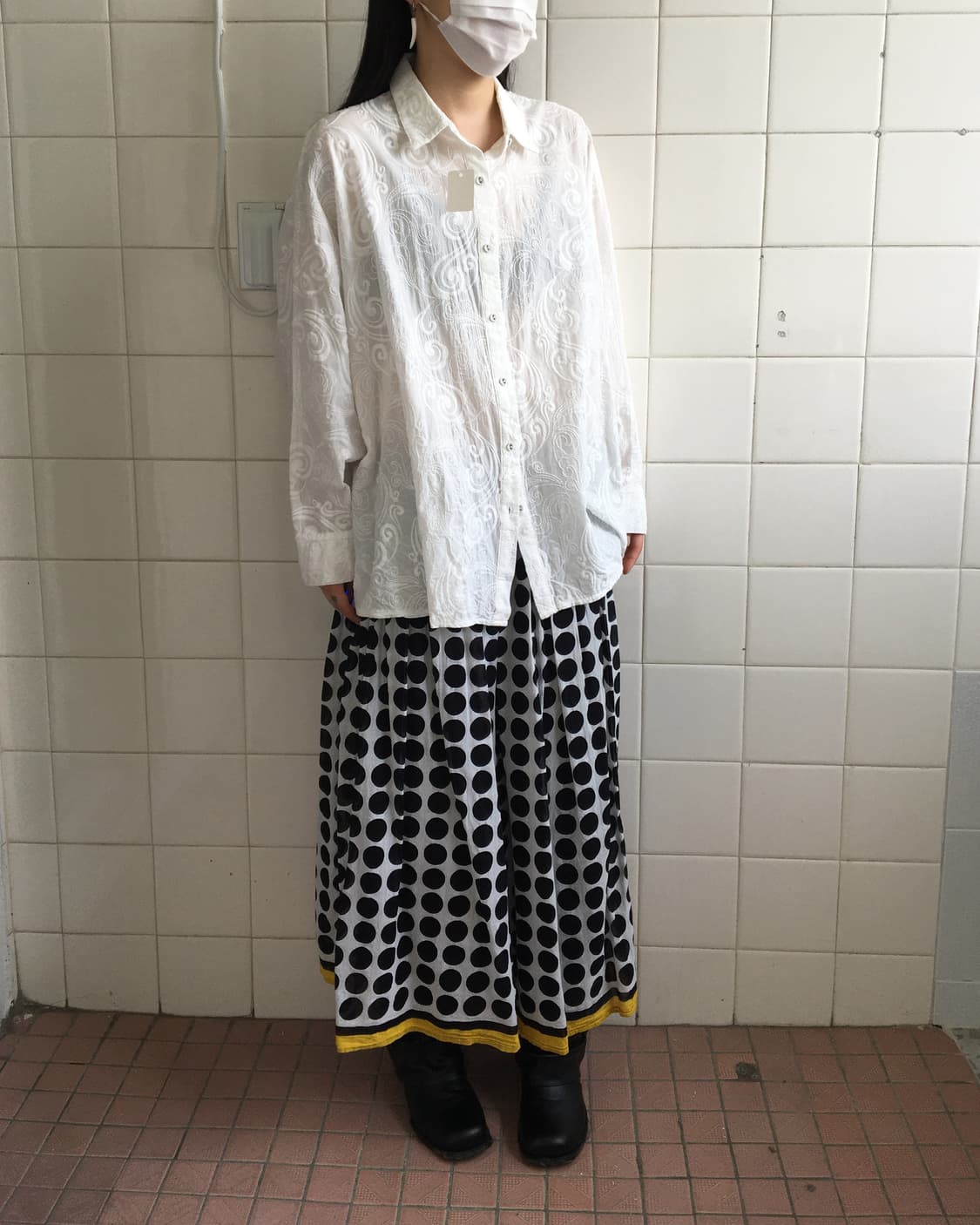 Dot pattern long skirt 상품이미지3