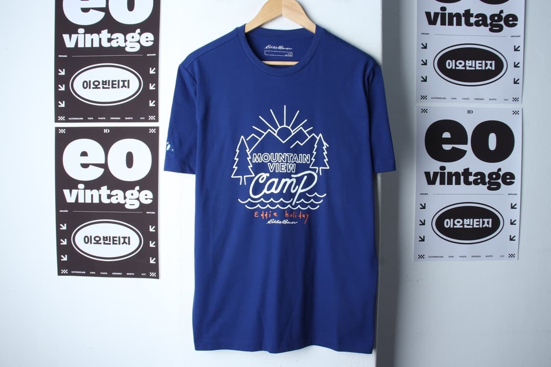 (L-XL) 에디바우어 반팔 티셔츠 새상품 빅로고 블루-H3H33677 상품이미지3