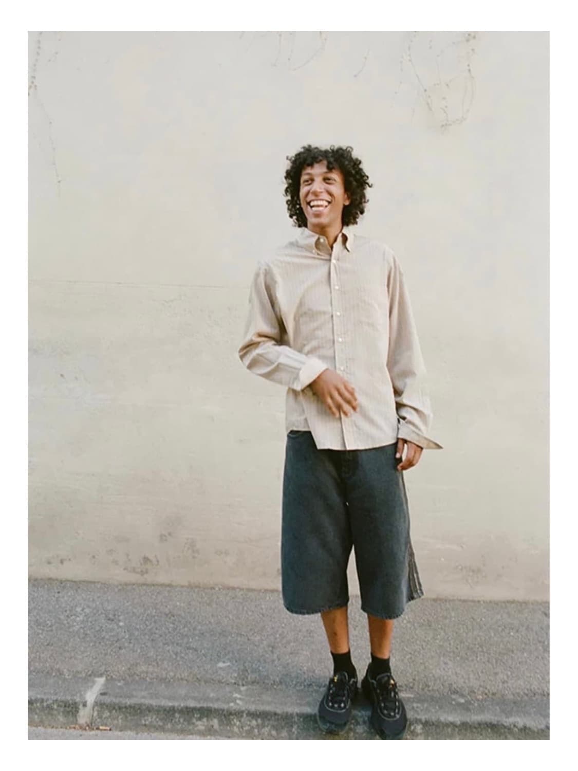 마리암나시르자데 사이드 레더 라인 버뮤다 팬츠 데님 쇼츠 아카이브 슬랙스 상품이미지6