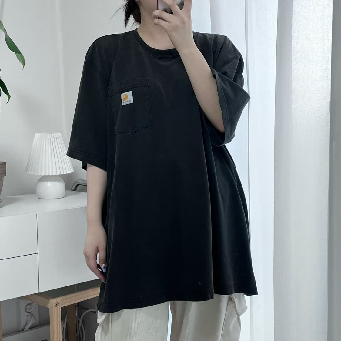 [정품] 칼하트 챠콜 포켓 반팔티 [ 루즈핏XL ] 상품이미지3