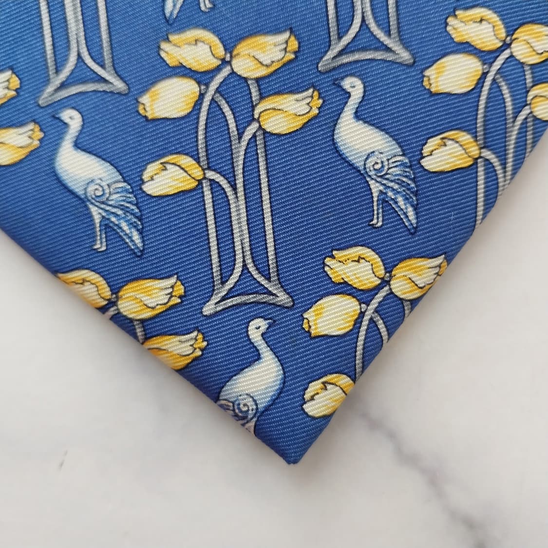 랑방 블루 버드 플라워 패턴 넥타이 9.5cm A+~A등급 K2413 상품이미지9