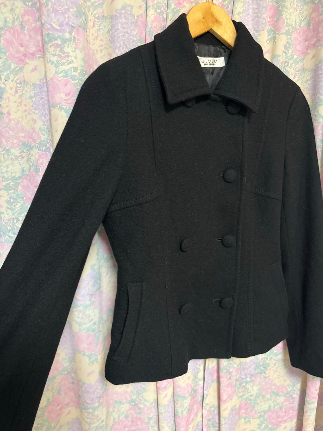 블랙 울 숏 코트 상품이미지6