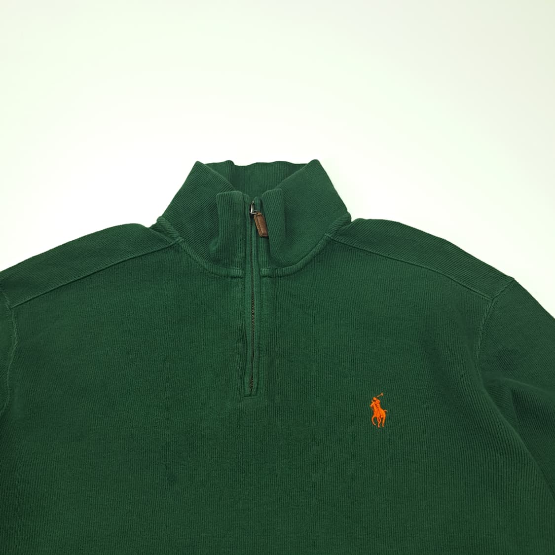 CL431 M 폴로 00s 코튼 가죽풀러 오렌지포니 그린 하프집업 니트 상품이미지2