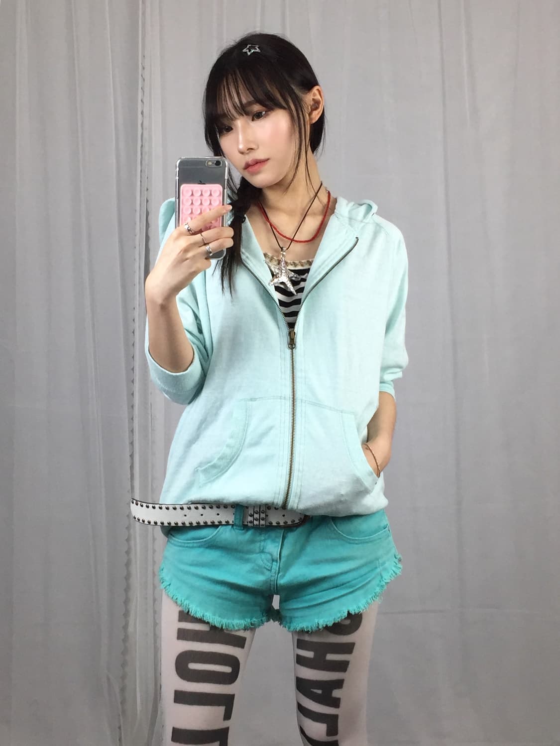 'TipTop' Mint Zip Up Hoodies 상품이미지2
