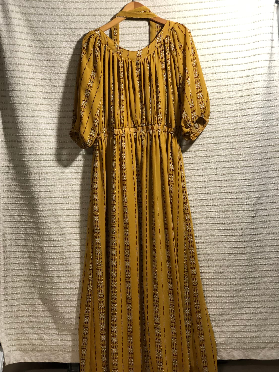 빈티지 머스터드 쉬폰 5부 모리걸 롱 원피스 상품이미지2