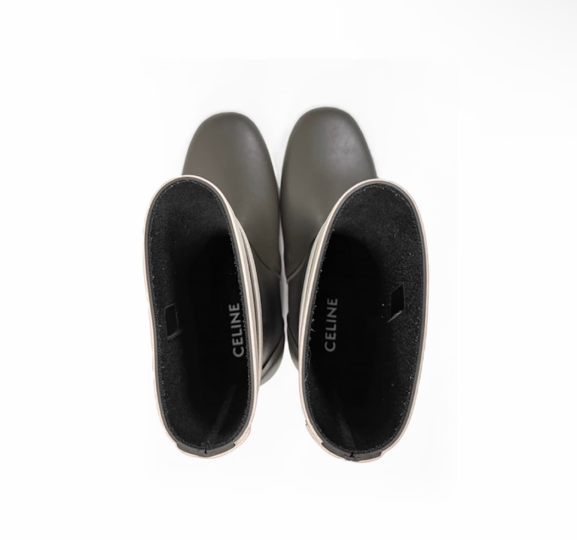 [38] 셀린느 여성 러버 로고 플랫 하프 레인 부츠 장화 카키 상품이미지7