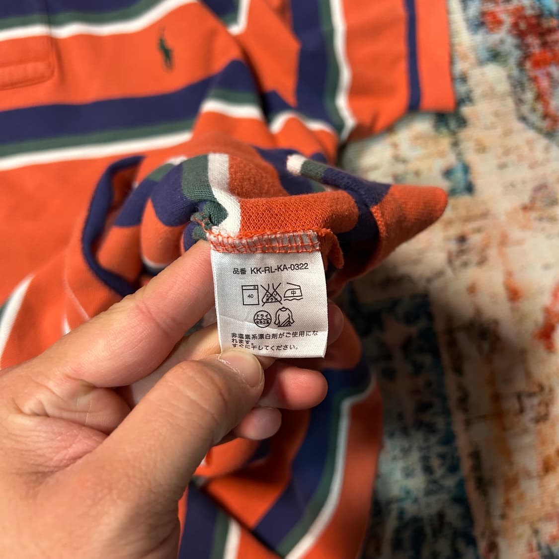 [L] 폴로 랄프로렌 오렌지 스트라이프 카라 반팔 상품이미지5